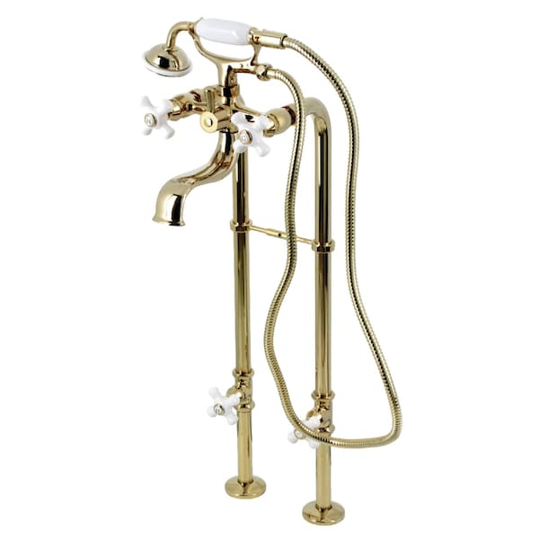 Kingston Brass Freestanding Clawfoot Tub Faucet Package with Supply Line, Polished Brass CCK226PXK2 - main